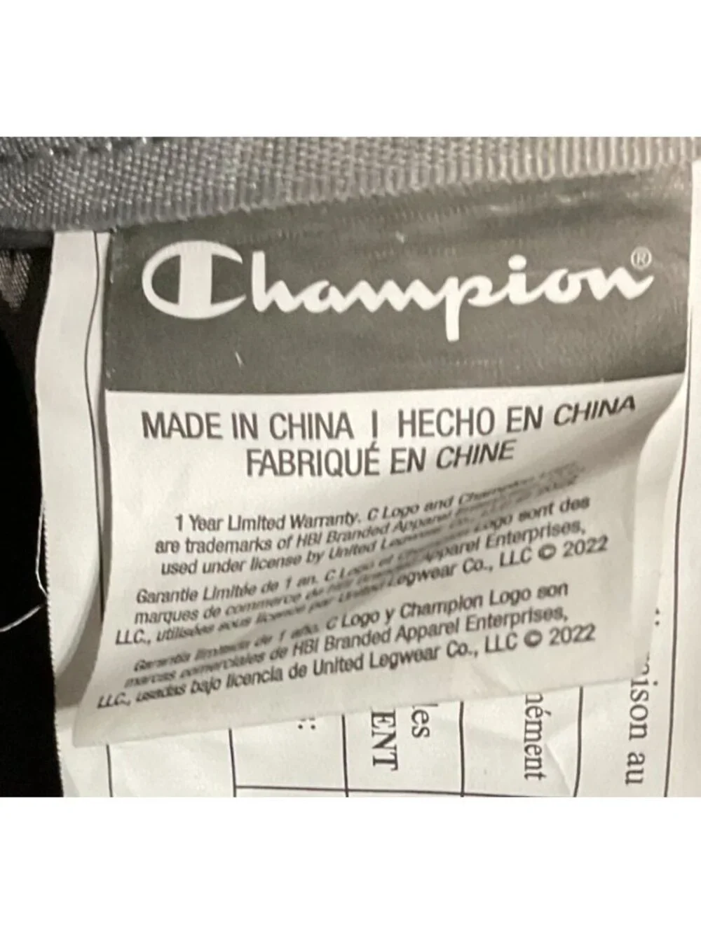 Champion Gray Duffel Bag With Shoulder Strap & Mesh Side Pocket Lightweight Gym